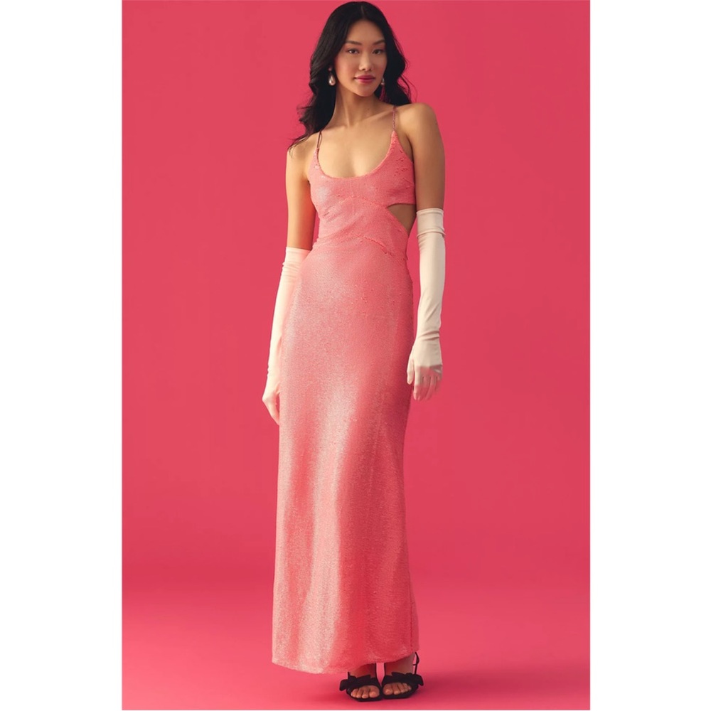 Love The Label Sequin Scoop-Neck Cutout Dress Large Barbiecore